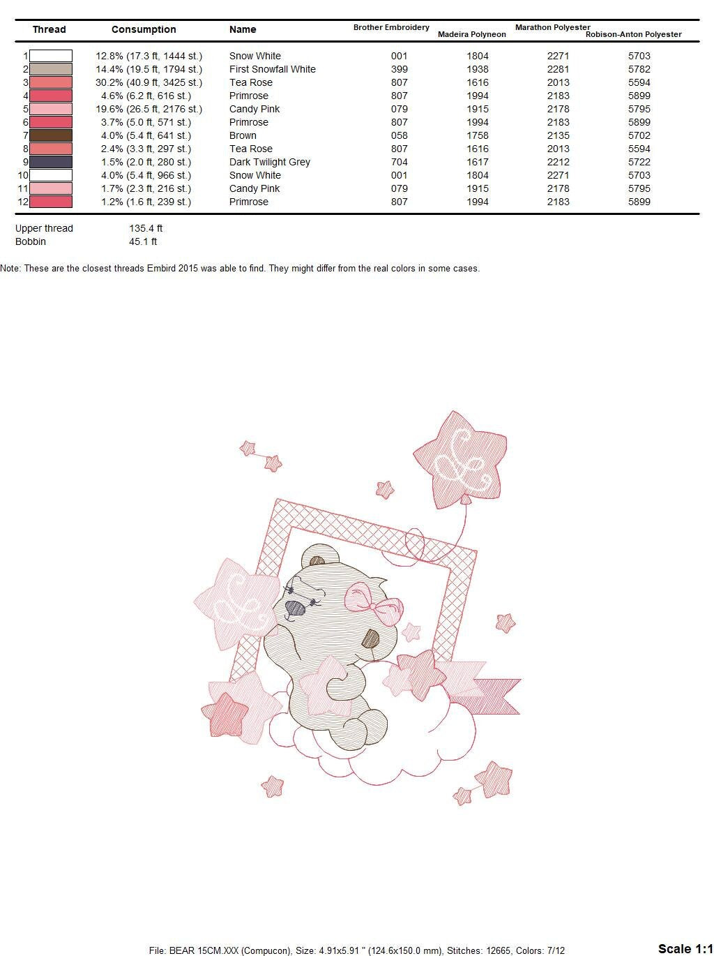Bear embroidery designs - Cloud and stars embroidery design machine embroidery pattern - Baby girl embroidery file instant download pes jef Marcia Embroidery