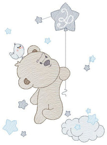 Bear with balloon embroidery designs - Bear embroidery design machine embroidery pattern - Animal embroidery file - Baby boy embroidery pes