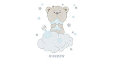 Load image into Gallery viewer, Bear embroidery designs - Bear with star embroidery design machine embroidery pattern - Cute sweet boy bear with cloud - instant download
