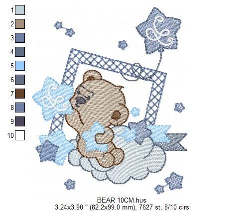 Bear embroidery designs - Cloud and stars embroidery design machine embroidery pattern - Baby boy embroidery file instant download pes jef Marcia Embroidery