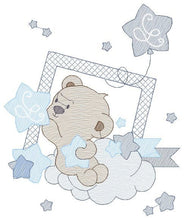 Cargar imagen en el visor de la galería, Bear embroidery designs - Cloud and stars embroidery design machine embroidery pattern - Baby boy embroidery file instant download pes jef
