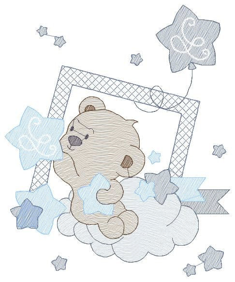 Bear embroidery designs - Cloud and stars embroidery design machine embroidery pattern - Baby boy embroidery file instant download pes jef Marcia Embroidery