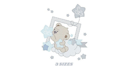 Bear embroidery designs - Cloud and stars embroidery design machine embroidery pattern - Baby boy embroidery file instant download pes jef Marcia Embroidery