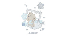 Charger l&#39;image dans la galerie, Bear embroidery designs - Cloud and stars embroidery design machine embroidery pattern - Baby boy embroidery file instant download pes jef
