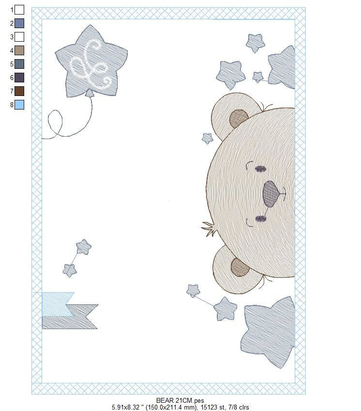 Peek a boo Bear embroidery designs - Teddy embroidery design machine embroidery pattern - Baby Boy embroidery file - download bear in frame