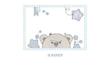 Load image into Gallery viewer, Peek a boo Bear embroidery designs - Teddy embroidery design machine embroidery pattern - Baby Boy embroidery file - download bear in frame
