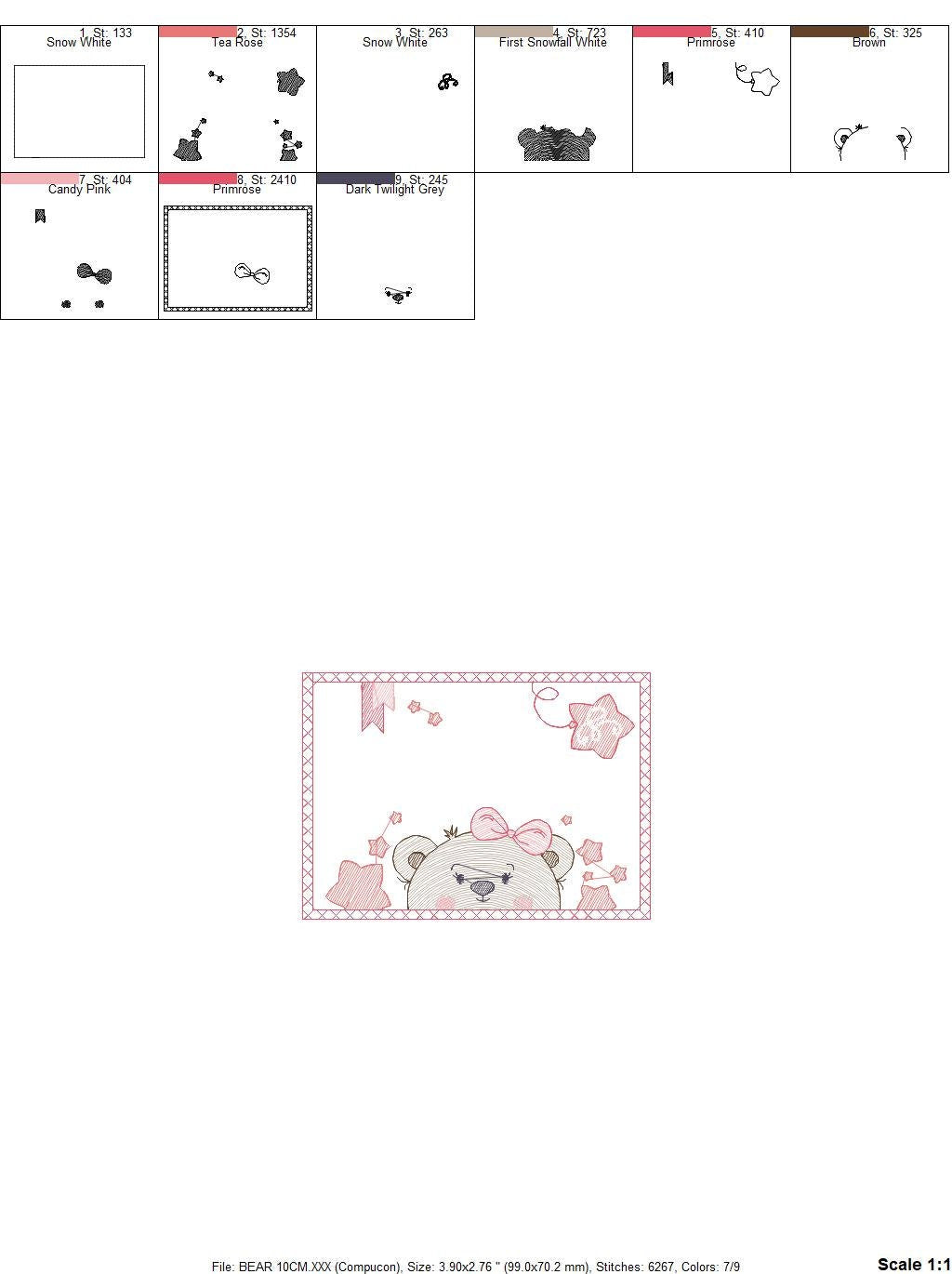 Bear embroidery designs - Teddy embroidery design machine embroidery pattern - Baby Girl embroidery file - instant download bear in a frame Marcia Embroidery