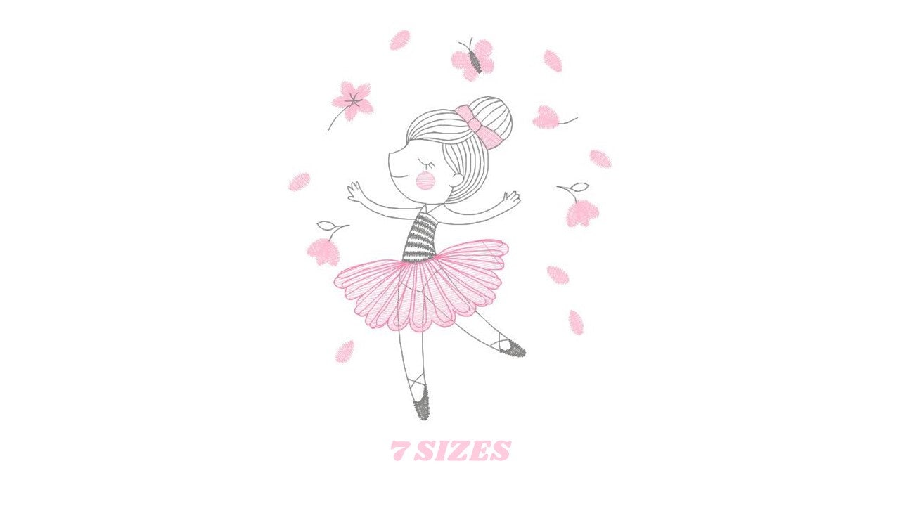 Ballerina embroidery designs - Ballet embroidery design machine embroidery pattern - instant download - Baby girl embroidery digital file