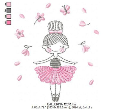 Ballerina embroidery designs - Ballet embroidery design machine embroidery pattern - instant download - Baby girl embroidery digital file Marcia Embroidery