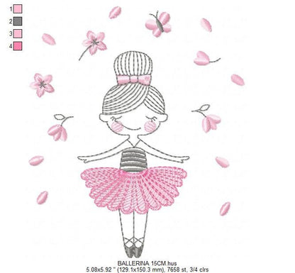 Ballerina embroidery designs - Ballet embroidery design machine embroidery pattern - instant download - Baby girl embroidery digital file Marcia Embroidery