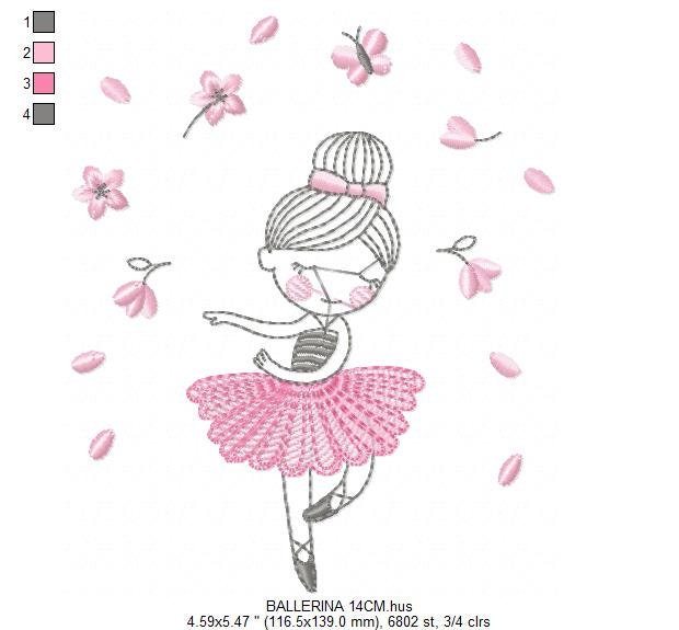 Ballerina embroidery designs - Ballet embroidery design machine embroidery pattern - instant download - Baby girl embroidery digital file