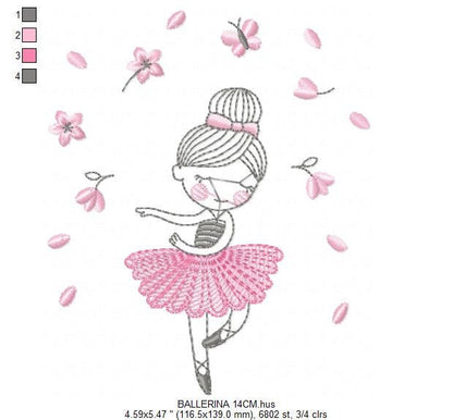 Ballerina embroidery designs - Ballet embroidery design machine embroidery pattern - instant download - Baby girl embroidery digital file