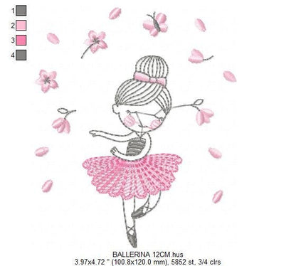 Ballerina embroidery designs - Ballet embroidery design machine embroidery pattern - instant download - Baby girl embroidery digital file