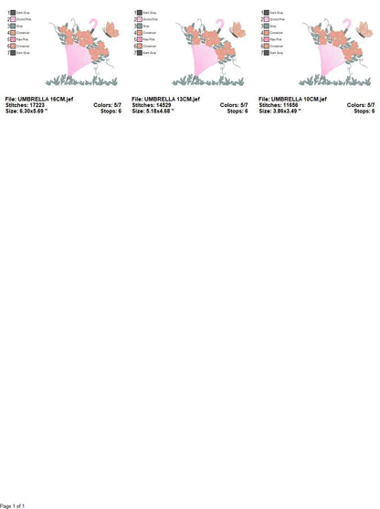 Umbrella with birds embroidery designs - Umbrella embroidery design machine embroidery pattern - Birds and Butterflies instant download pes