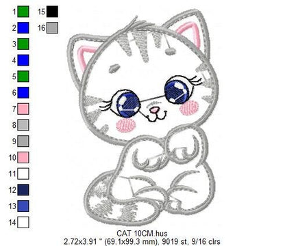 Cat embroidery design - Animal embroidery designs machine embroidery pattern - Kitten embroidery file - baby girl embroidery cat design