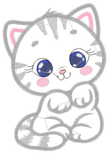 Cat embroidery design - Animal embroidery designs machine embroidery pattern - Kitten embroidery file - baby girl embroidery cat design