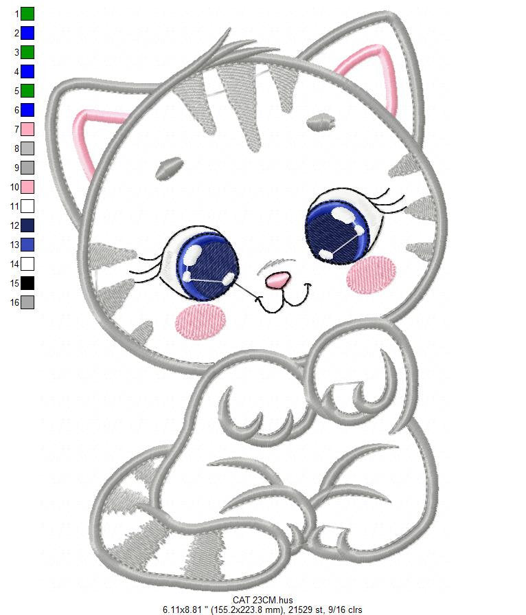 Cat embroidery design - Animal embroidery designs machine embroidery pattern - Kitten embroidery file - baby girl embroidery cat design