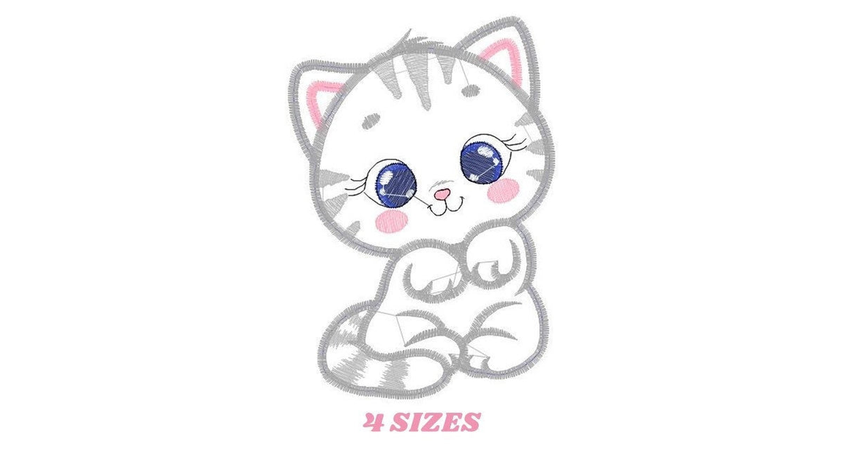 Cat embroidery design - Animal embroidery designs machine embroidery pattern - Kitten embroidery file - baby girl embroidery cat design