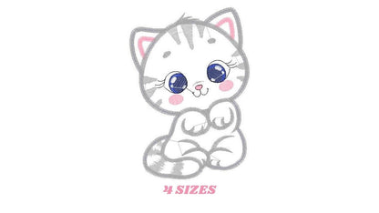 Cat embroidery design - Animal embroidery designs machine embroidery pattern - Kitten embroidery file - baby girl embroidery cat design