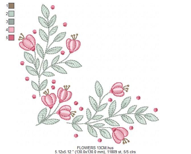 Flowers embroidery designs - Kitchen Towel embroidery design machine embroidery pattern - Tulip embroidery file - rose floral embroidery pes Marcia Embroidery