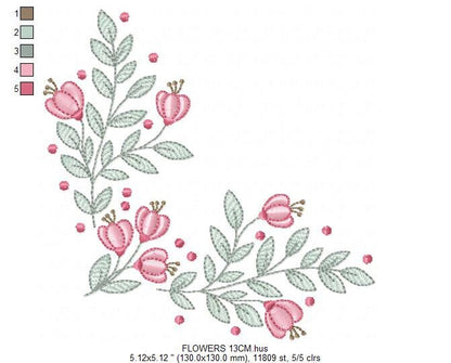 Flowers embroidery designs - Kitchen Towel embroidery design machine embroidery pattern - Tulip embroidery file - rose floral embroidery pes Marcia Embroidery
