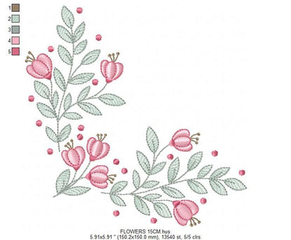 Flowers embroidery designs - Kitchen Towel embroidery design machine embroidery pattern - Tulip embroidery file - rose floral embroidery pes Marcia Embroidery