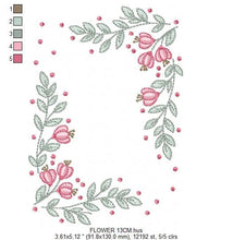 Laden Sie das Bild in den Galerie-Viewer, Flowers embroidery designs - Flower Frame embroidery design machine embroidery pattern - rose embroidery file - tea towel apron kitchen pes
