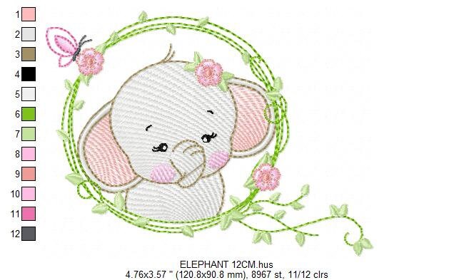 Elephant embroidery designs -  Animal embroidery design machine embroidery pattern - Baby girl embroidery file - instant download Flowers Marcia Embroidery
