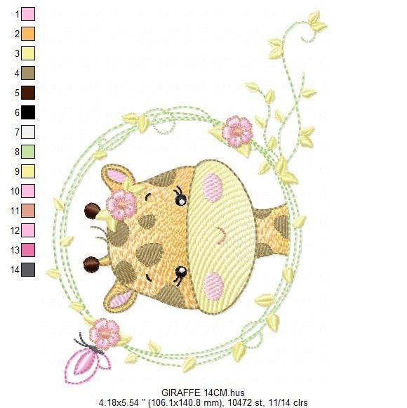 Giraffe embroidery designs - Safari animals embroidery design machine embroidery pattern - Baby girl embroidery file - instant download pes