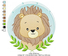 Load image into Gallery viewer, Lion face embroidery designs - Lion embroidery design machine embroidery pattern - Safari embroidery file - Laurel frame embroidery download
