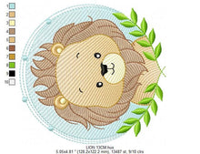 Laden Sie das Bild in den Galerie-Viewer, Lion face embroidery designs - Lion embroidery design machine embroidery pattern - Safari embroidery file - Laurel frame embroidery download
