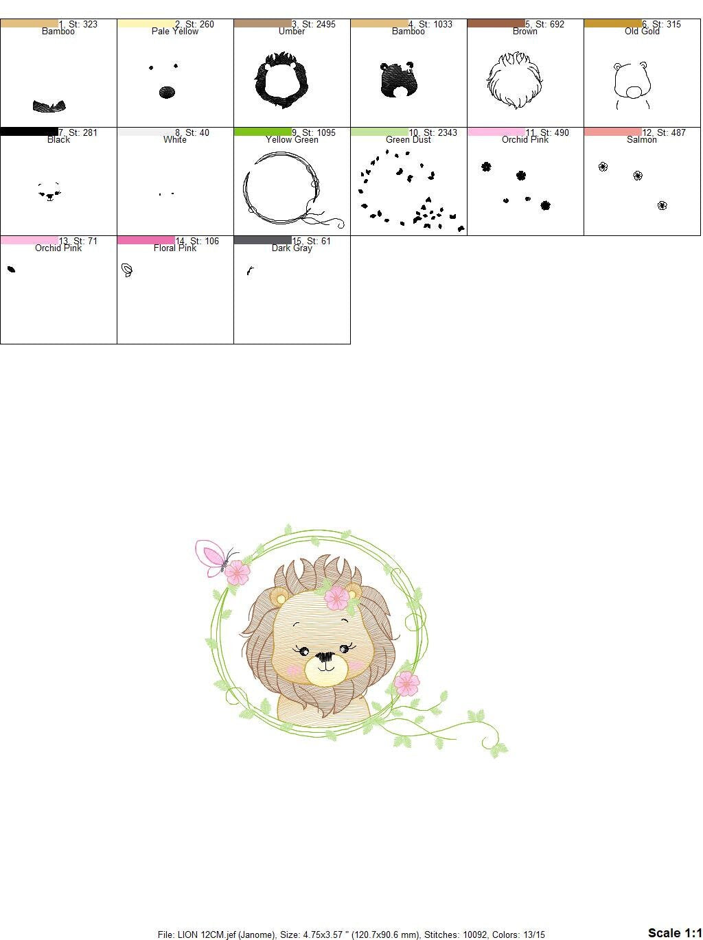 Lion embroidery designs - Safari embroidery design machine embroidery pattern - Baby boy embroidery file - Lion king embroidery download pes