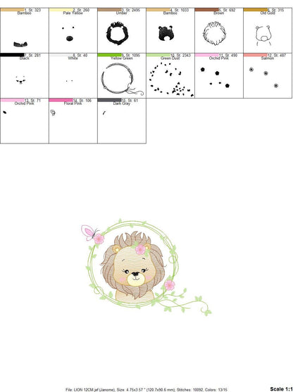 Lion embroidery designs - Safari embroidery design machine embroidery pattern - Baby boy embroidery file - Lion king embroidery download pes