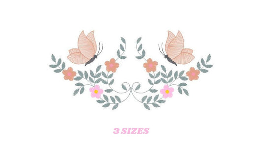 Butterfly frame embroidery designs - Flower embroidery design machine embroidery pattern - Butterfly embroidery file - baby girl embroidery
