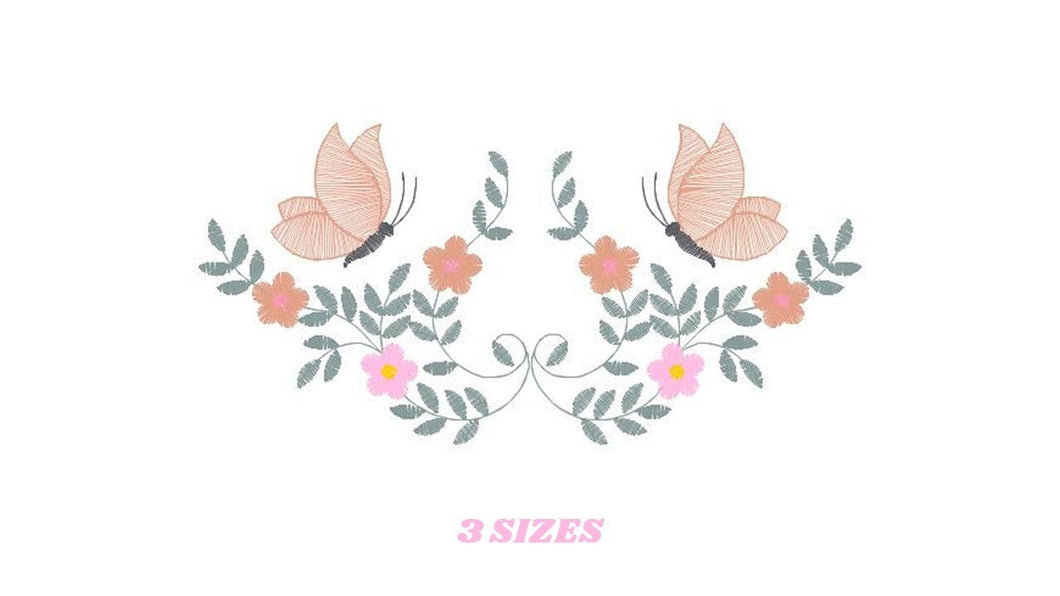 Butterfly frame embroidery designs - Flower embroidery design machine embroidery pattern - Butterfly embroidery file - baby girl embroidery