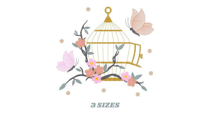 Bird embroidery designs - Birdcage embroidery design machine embroidery pattern - instant download - Birds and Butterflies instant download Marcia Embroidery
