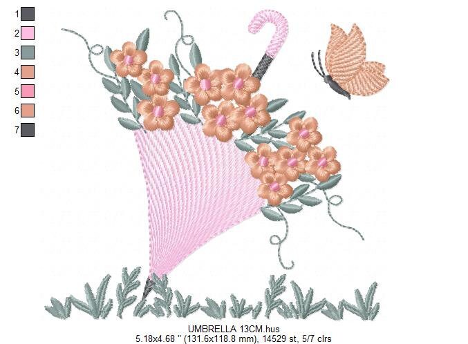 Umbrella with birds embroidery designs - Umbrella embroidery design machine embroidery pattern - Birds and Butterflies instant download pes
