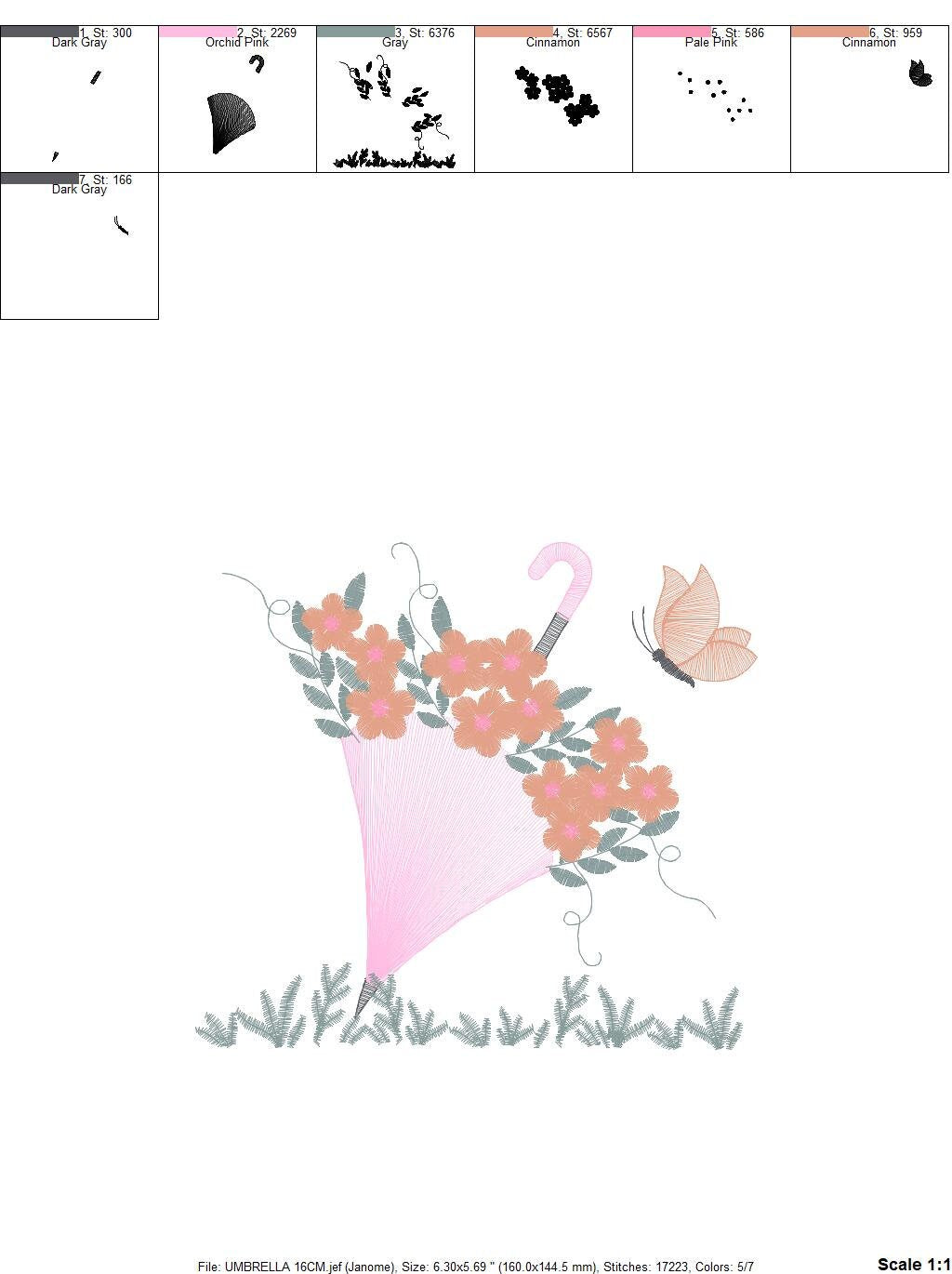 Umbrella with birds embroidery designs - Umbrella embroidery design machine embroidery pattern - Birds and Butterflies instant download pes