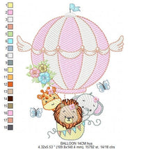 Load image into Gallery viewer, Animal embroidery designs - Hot air balloon embroidery design machine embroidery pattern - Safari embroidery file - Elephant Giraffe Fox pes
