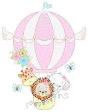 Charger l&#39;image dans la galerie, Animal embroidery designs - Hot air balloon embroidery design machine embroidery pattern - Safari embroidery file - Elephant Giraffe Fox pes
