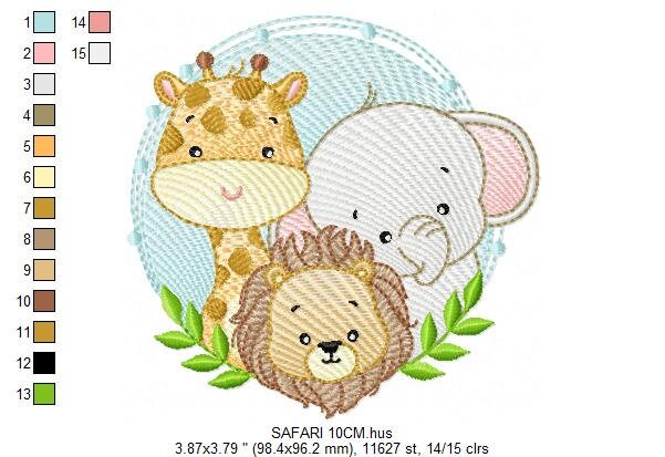 Safari Animals embroidery designs - Lion embroidery design machine embroidery pattern - Giraffe embroidery - Elephant embroidery download