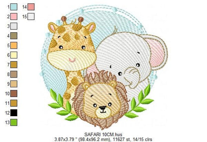 Safari Animals embroidery designs - Lion embroidery design machine embroidery pattern - Giraffe embroidery - Elephant embroidery download