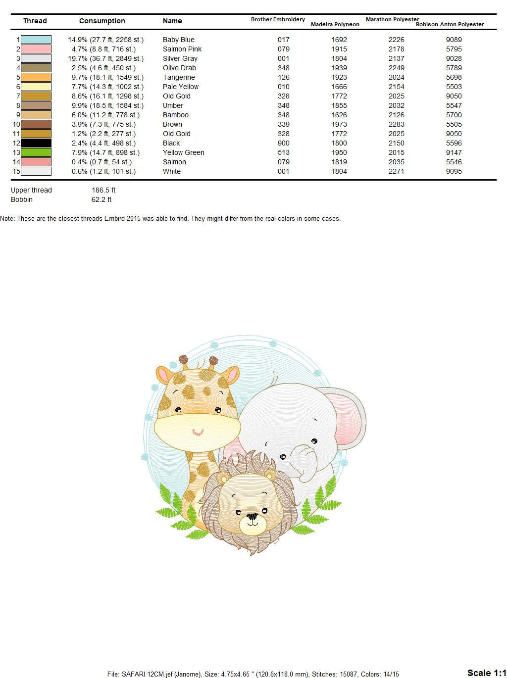 Safari Animals embroidery designs - Lion embroidery design machine embroidery pattern - Giraffe embroidery - Elephant embroidery download