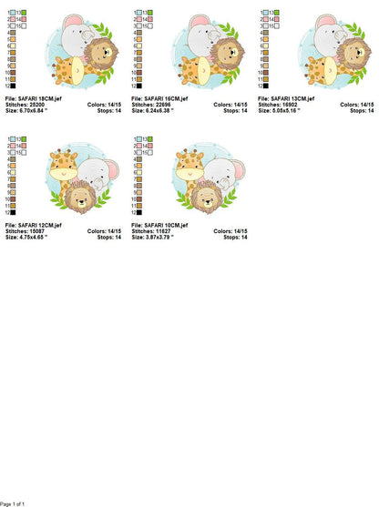 Safari Animals embroidery designs - Lion embroidery design machine embroidery pattern - Giraffe embroidery - Elephant embroidery download
