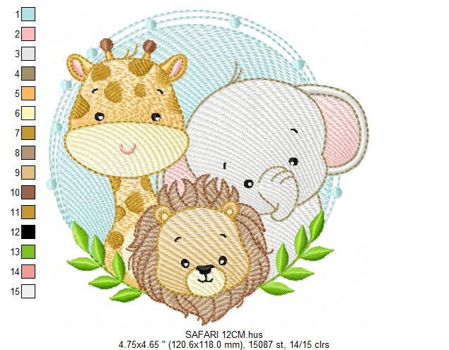 Safari Animals embroidery designs - Lion embroidery design machine embroidery pattern - Giraffe embroidery - Elephant embroidery download