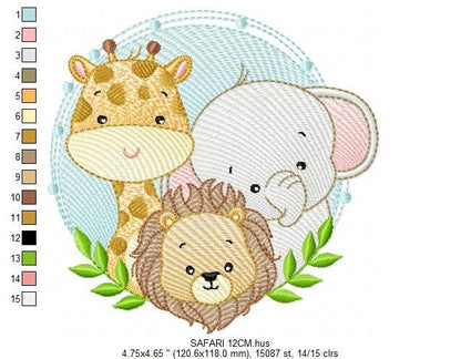 Safari Animals embroidery designs - Lion embroidery design machine embroidery pattern - Giraffe embroidery - Elephant embroidery download