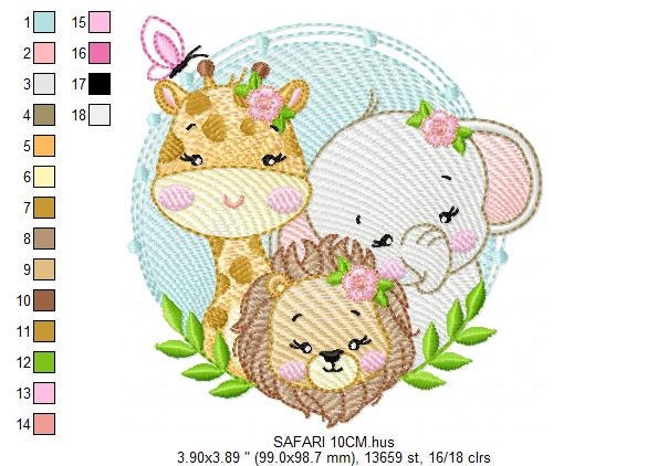 Female Safari Safari embroidery designs - Lion embroidery design machine embroidery pattern - Giraffe embroidery file - Elephant embroidery Marcia Embroidery
