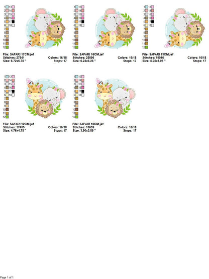 Female Safari Safari embroidery designs - Lion embroidery design machine embroidery pattern - Giraffe embroidery file - Elephant embroidery Marcia Embroidery