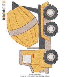 Concrete Mixer Truck embroidery designs - Vehicle embroidery design machine embroidery pattern - baby boy embroidery file - instant download