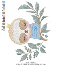 Laden Sie das Bild in den Galerie-Viewer, Sloth embroidery designs - Baby boy embroidery design machine embroidery pattern - Sloth with leaves embroidery file - digital download pes
